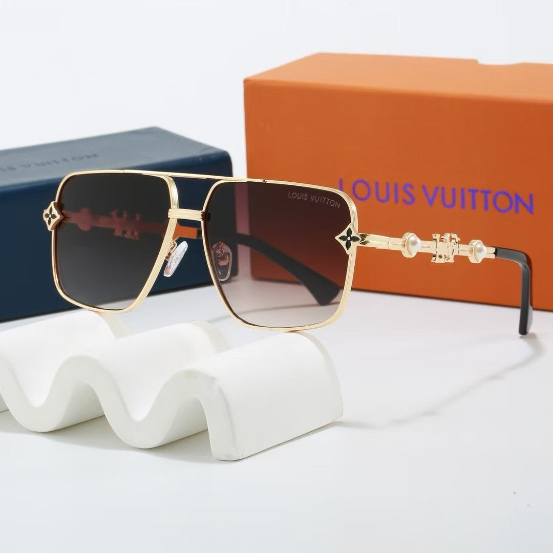 Louis vuitton Metal Double Bridge Square Sunglasses with Pearl & Monogram Details Square