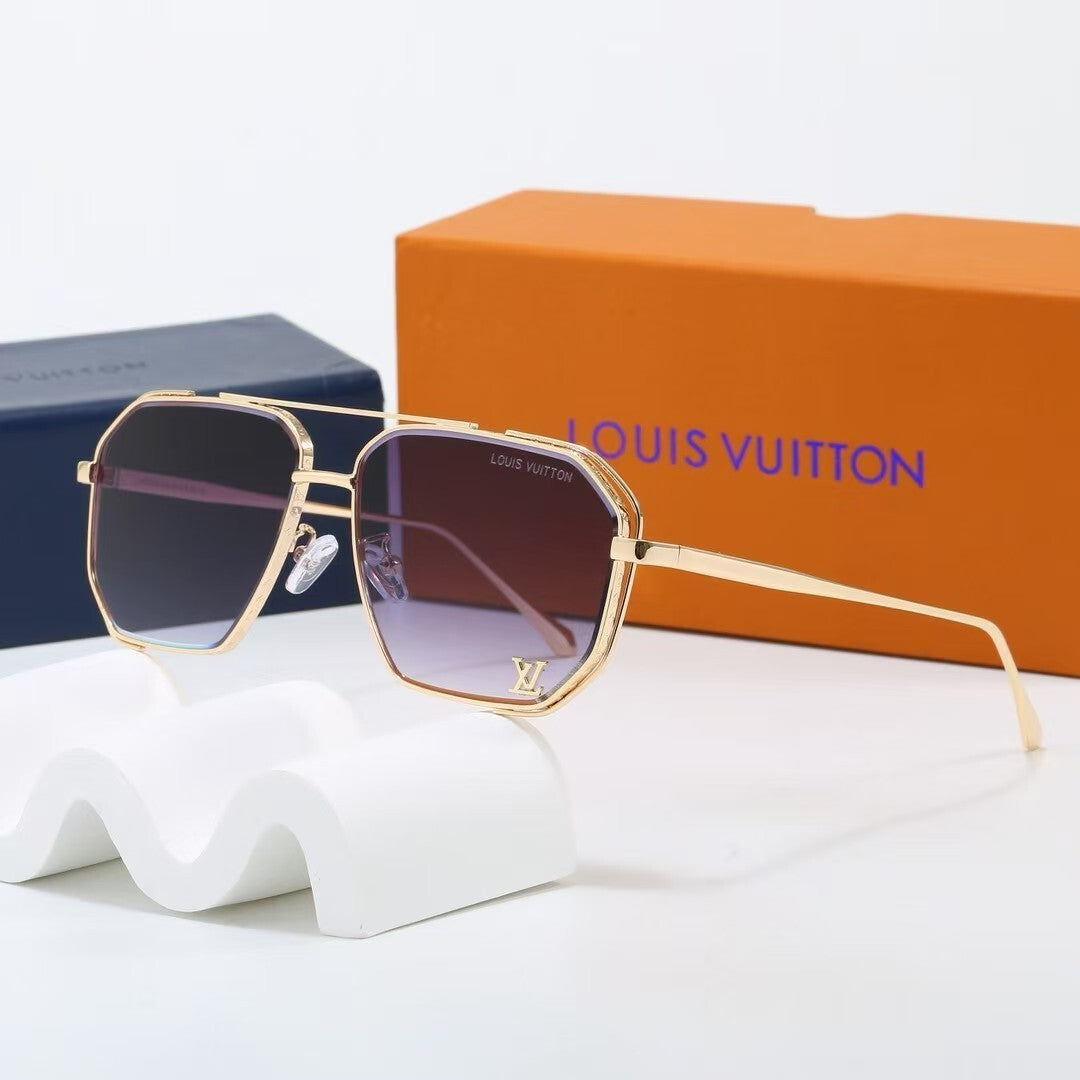 Louis vuitton Metal Double Bridge Polygonal Sunglasses Aviator
