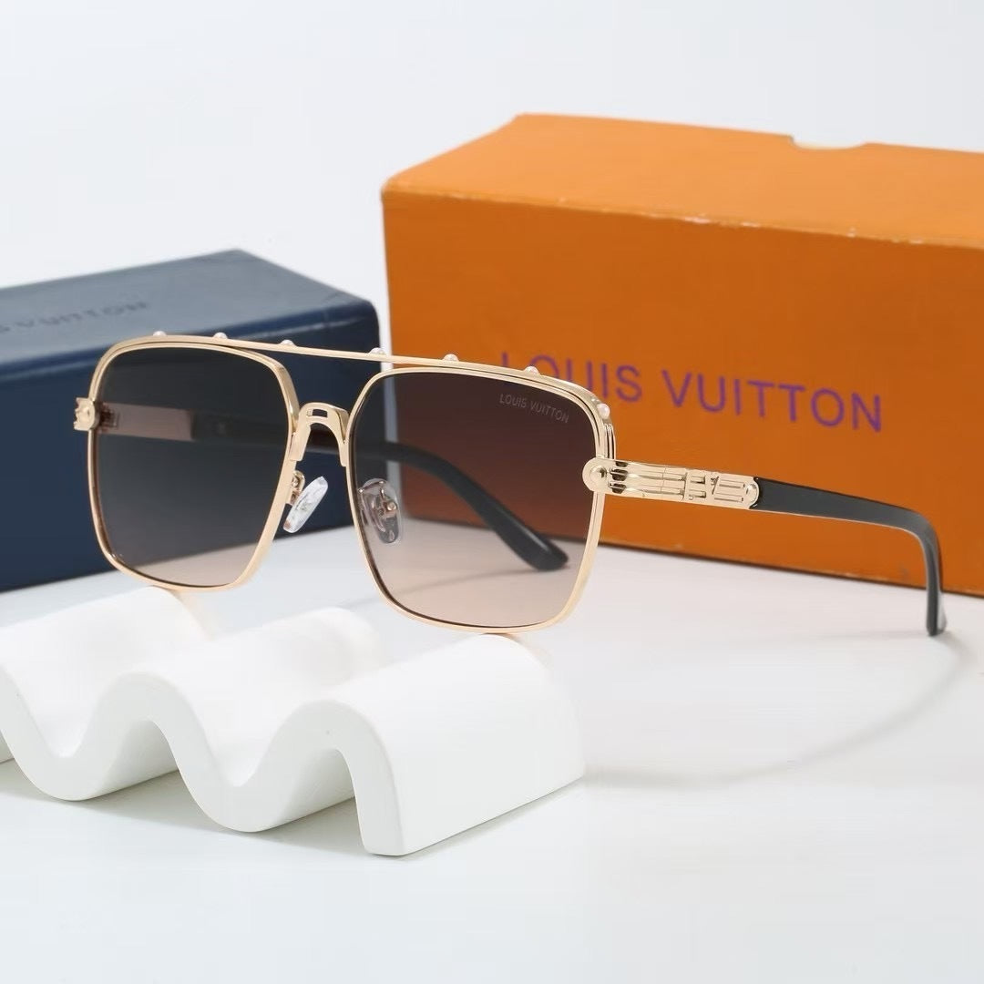 Louis vuitton Riveted Double Bridge Metal Square Sunglasses Square
