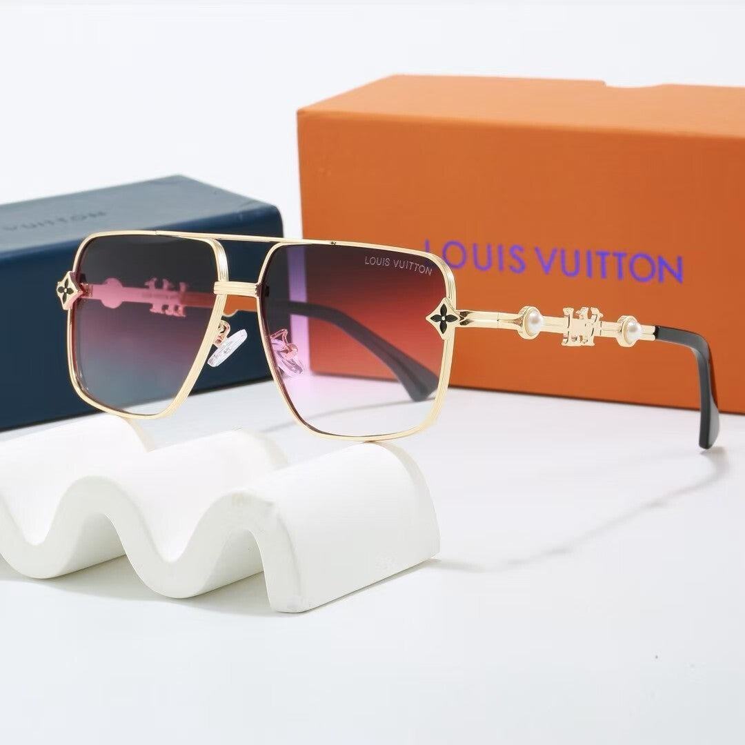 Louis vuitton Metal Double Bridge Square Sunglasses with Pearl & Monogram Details Square