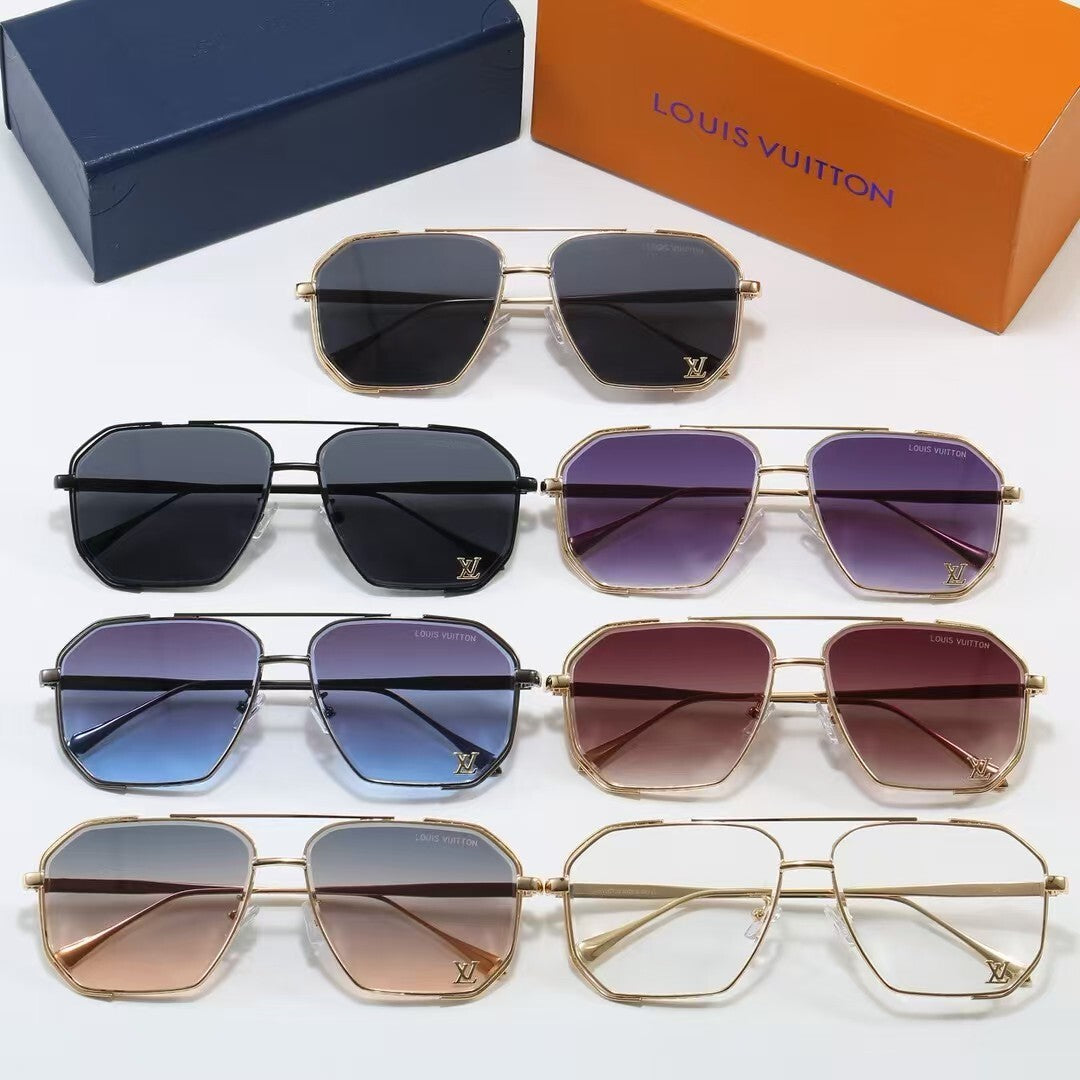 Louis vuitton Metal Double Bridge Polygonal Sunglasses Aviator