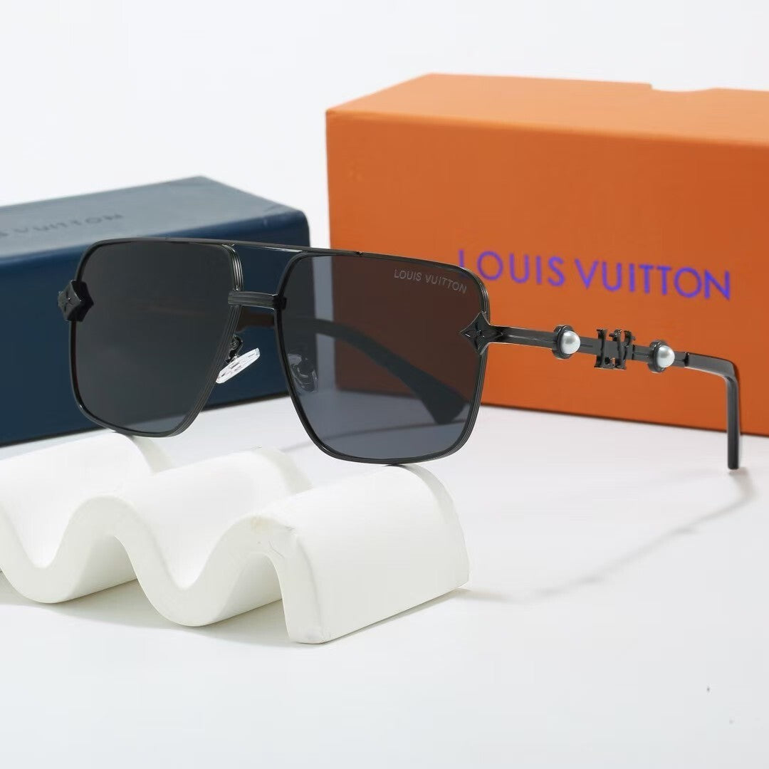 Louis vuitton Metal Double Bridge Square Sunglasses with Pearl & Monogram Details Square