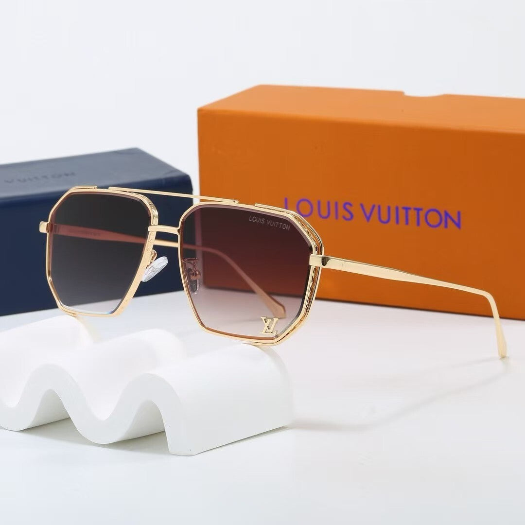 Louis vuitton Metal Double Bridge Polygonal Sunglasses Aviator