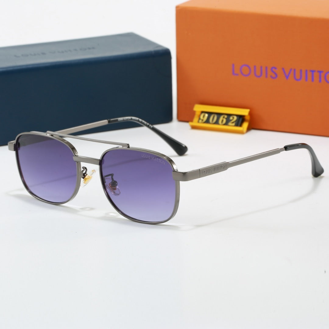 Louis vuitton Metal Double Bridge Square Sunglasses with Monogram Temples  9062 Square