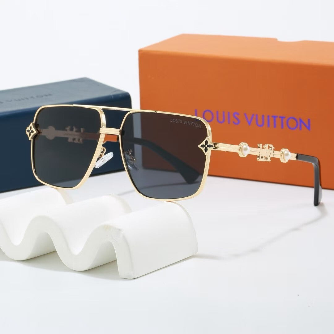Louis vuitton Metal Double Bridge Square Sunglasses with Pearl & Monogram Details Square